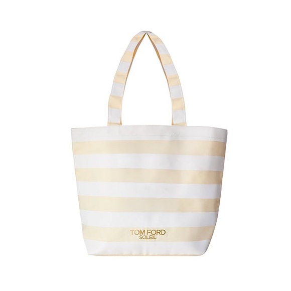 Tom Ford Handbags - NIPlastic Tom Ford Yellow and Cream Striped Sun Bag Canvas Tote